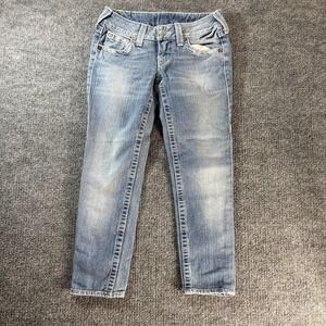 True Religion Julie Jeans Womens 26 Blue Light Wash Straight Distressed 26x27